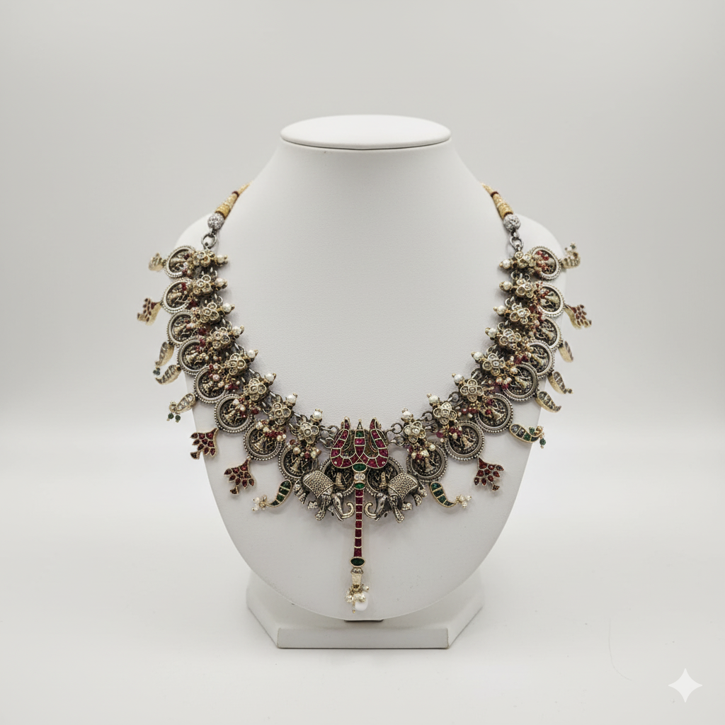 Antique necklace Antique Necklace with Elephant Motifs - Image 1